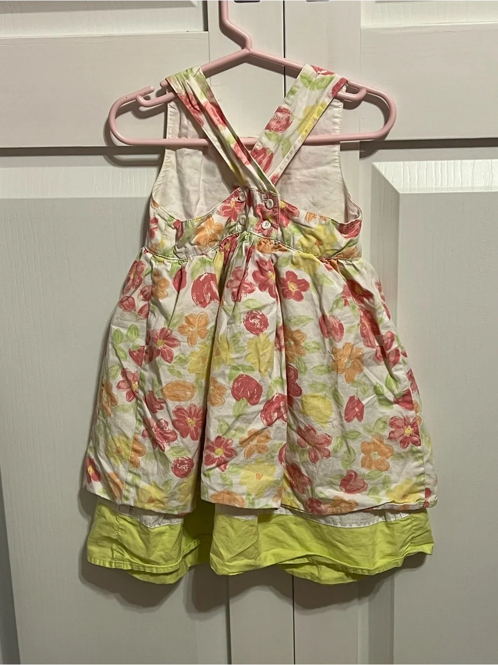 Gymboree Floral Layered Cotton Dress in Yellow, Pink & Green